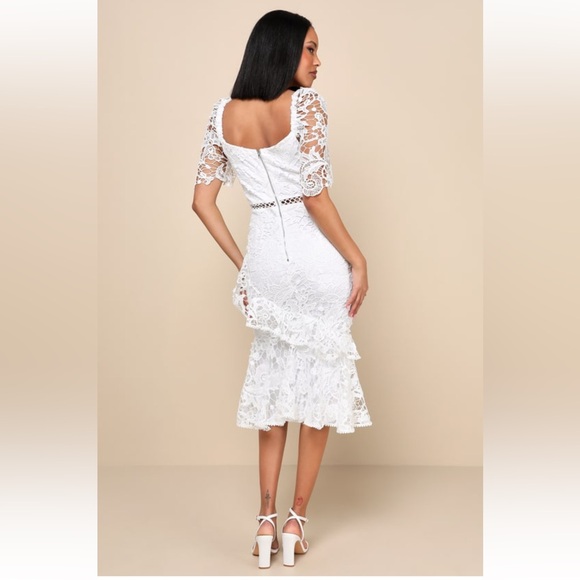 Lulus Briarwood Lace Ruffled Midi Dress - Picture 3 of 7